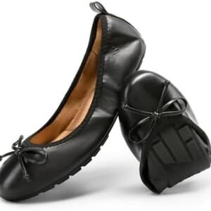 DREAM PAIRS Women's Flats, Foldable Ballet Flats for Women, Bowknot Round Toe Comfort Light Weight Slip-On Dress Shoes